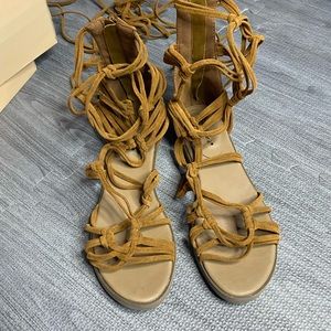New Lave up calf suede sandals.Size 8 1/2